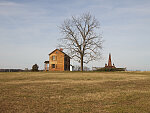 View of the "Henry House" and surroundings on Henry's House Hill at Manassas National Battlefield Park outside Manassas, Virginia, the site of two dramatic battles of the American Civil War of the 1860s, First and Second Manassas, or what the rebel Confederate Forces called the Battles of Bull Run