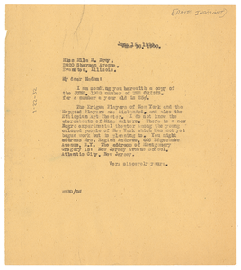 Letter from W. E. B. Du Bois to Mila M. Bray