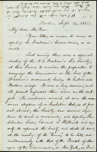 Letter from William Lloyd Garrison, Boston, [Mass.], to James Miller M'Kim, Sept. 14, 1865