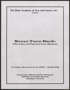 Program: Never Turn Back