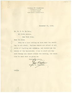 Letter from George W. Crawford to W. E. B. Du Bois