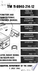 Operator and organizational maintenance manual : simulator, radar signal, SM-756/APR-44(V) (NSN 6940-01-0588-1066)