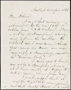 Letter from Richard Warren Weston, New York, to Deborah Weston, 21 April 1863