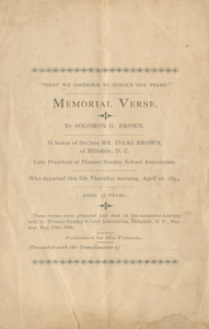 Memorial Verse: In Memory of Isaac Brown