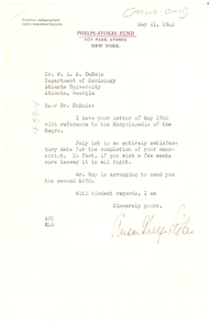 Letter from Phelps-Stokes Fund to W. E. B. Du Bois