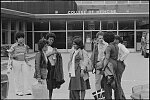 [African American and White medical school students outside a building with sign "College of Medicine" at Howard University], Washington, D.C.]