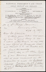 Letter from Thomas Phillips, [London, England], to William Lloyd Garrison, Sept[ember] 12, 1867