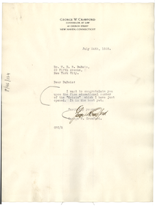 Letter from George W. Crawford to W. E. B. Du Bois