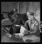 [Tuskegee airmen Woodrow W. Crockett and Edward C. Gleed, Ramitelli, Italy, March 1945]