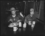 Baltimore, Maryland. Building the SS Frederick Douglass. More than 6,000 Negro shipyard workers are employed at the Bethlehem-Fairfield shipyards where the Liberty ship is being rushed to completion. The noted orator and abolitionist leader worked as a ship caulker in the vicinity of this yard before he escaped from slavery. Mechanics take time out for lunch