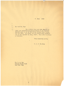 Letter from W. E. B. Du Bois to Phelps-Stokes Fund