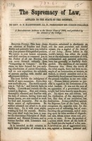 The supremacy of law, applied to the state of the country : a baccalaureate address to the senior class of 1864