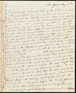 Letter from Lydia Maria Child, New York, to Maria Weston Chapman, May 11th [1842]