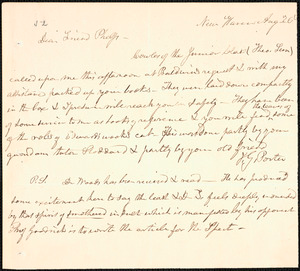 Letter from Isaac Gleason Porter, New Haven, to Amos Augustus Phelps, Aug 26 [1830]