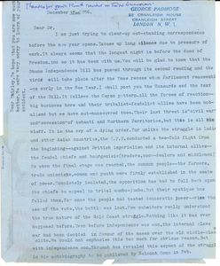 Aerogramme from George Padmore to W. E. B. Du Bois