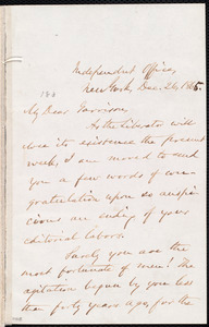 Letter from Oliver Johnson, New York, [N.Y.], to William Lloyd Garrison, Dec[ember] 26, 1865