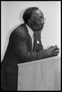 John A. Williams at the lectern