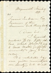 Letter to] Francis Jacson, Esq., Treasurer of the American Anti-Slavery Society, Dear Sir [manuscript