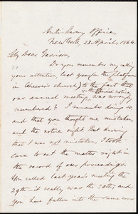 Thumbnail for Letter from Oliver Johnson, New York, [N.Y.], to William Lloyd Garrison, 23 April, 1864