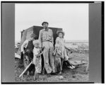 Old time professional migratory laborer camping on the outskirts of Perryton, Texas at opening of wheat harvest. With his wife and growing family, he has been on the road since marriage, thirteen years ago. Migrations include ranch land in Texas, cotton and wheat in Texas, cotton and timber in New Mexico, peas and potatoes in Idaho, wheat in Colorado, hops and apples in Yakima Valley, Washington, cotton in Arizona. He wants to buy a little place in Idaho