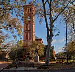 The 1886 Memorial Chapel building at Hampton University, a historially black university in Hampton, Virginia, one of the state's Tidewater-region cities at the place where the James River, Chesapeake Bay, and Atlantic Ocean converge