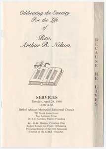 Funeral Program for Arthur R. Nelson, April 24, 1990