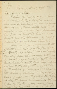 Letter from William Lloyd Garrison, Roxbury, [Mass.], to George Whittemore Stacy, Nov. 1, 1875