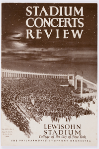 Stadium-NY Philharmonic Printed Program (Stadium Concert Stadium Concert), Aug 18, 1933; Aug 19, 1933 at Lewisohn Stadium Lewisohn Stadium in Manhattan, NY Manhattan, NY; Hans Lange, conductor.