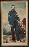 [Unidentified hospital steward in Union uniform with caduceus insignia on sleeve in front of painted backdrop showing landscape]