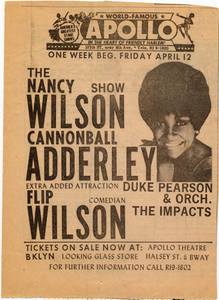 The / Nancy / Wilson / Cannonball / Adderley / ... / Flip / Wilson / Show [newspaper advertisement proof]