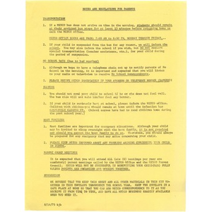 Thumbnail for Notes and regulations for parents.