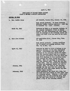 Clara Simons, et al [Case 9-BR-441]: "Complaints of Colored Women Against Pratt and Whitney Aircraft Corporation"