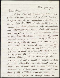 Letter from James Miller M'Kim, Phil[adelphia], [Penn.], to Maria Weston Chapman, Oct. 19 / [18]43