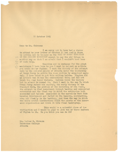 Letter from W. E. B. Du Bois to Walter R. Chivers