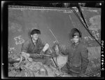 [Untitled photo, possibly related to: Baltimore, Maryland. Electric welders at work on the Liberty ship Frederick Douglass at the Bethlehem-Fairfield shipyards]