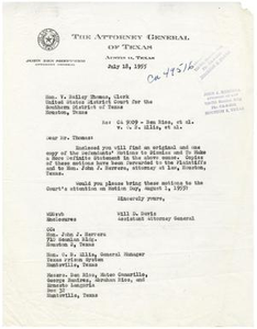 Letter from Will D. Davis to V. Bailey Thomas - 1955-07-18