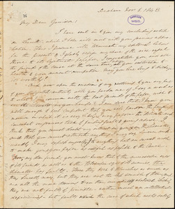 Thumbnail for Letter from Edmund Quincy, Dedham, [Massachusetts], to William Lloyd Garrison, 1843 Nov[ember] 6