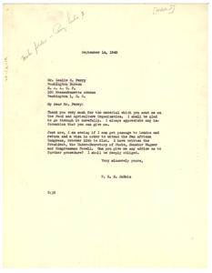 Letter from W. E. B. Du Bois to Leslie Perry