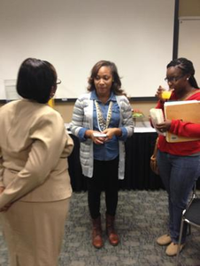 Three women socializing at BSE 2012