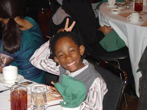 Christian Lee doing bunny-ears during BHM banquet 2006