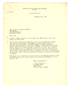 Letter from C. Reger Hall to W. E. B. Du Bois