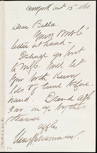 Letter from Henry Grafton Chapman, New York, to Deborah Weston, Oct. 15, 1861