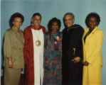 Benjamin L. Hooks and his family with Temple University President Peter J. Liacouras at the 1987 Temple University commencement