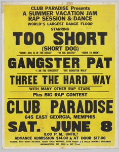 Poster for a concert at Club Paradise in Memphis