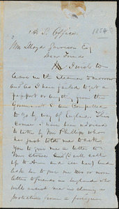 Thumbnail for Letter from John Sweat Rock, [Boston, Massachusetts], to William Lloyd Garrison, [1858]