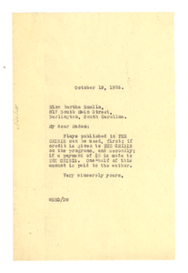 Letter from W. E. B. Du Bois to Bertha L. Smalls