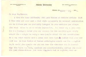 Letter from W. E. B. Du Bois to Alfred Holt Stone