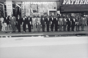 Untitled NYC (125th Street) (group of men on curb, wearing suits...), from the series Hats and Hat Nots