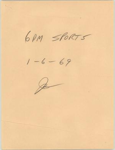 Thumbnail for News Script: Sports Segment, January 6, 1969