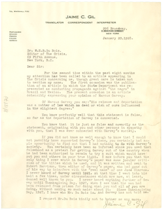 Letter from Jaime C. Gil to W. E. B. Du Bois